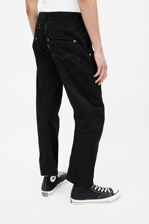 Junya Watanabe X Levi
s Black Nylon Straight Leg Pant