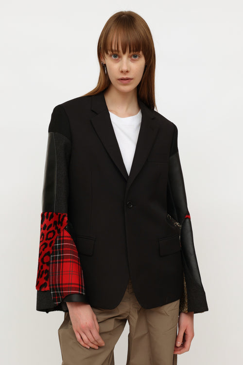 Junya Watanabe 2017 Black Multi Patch Bell Sleeve Blazer