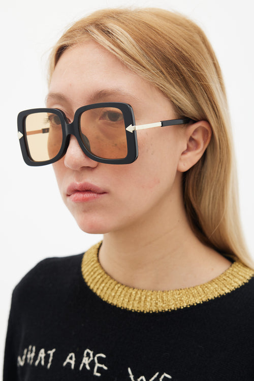 Karen Walker Black 
Yellow Tinted Eden Oversized Sunglasses