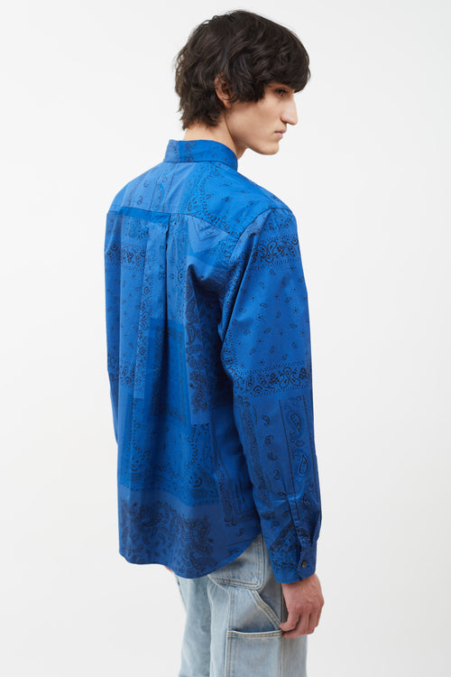 Kenzo Blue Paisley Print Long Sleeve Shirt