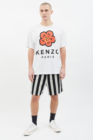 Kenzo White Flower Graphic Print T-Shirt