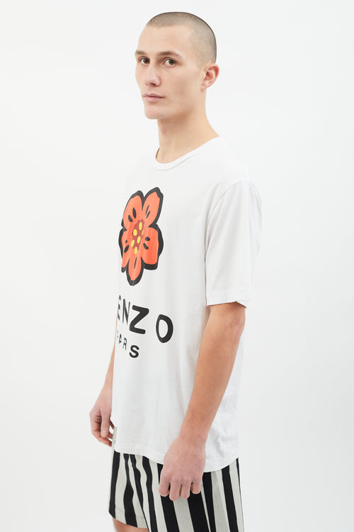 Kenzo White Flower Graphic Print T-Shirt