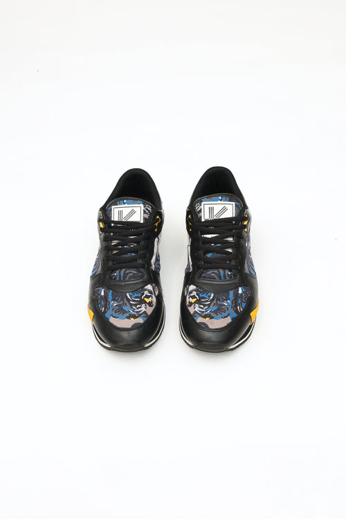 Kenzo Men
s Blue and Black Pattern Sneaker