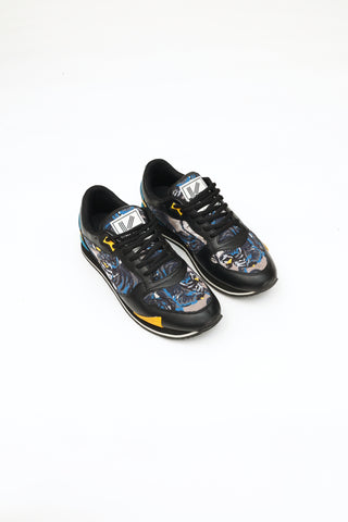 Kenzo Men
s Blue and Black Pattern Sneaker