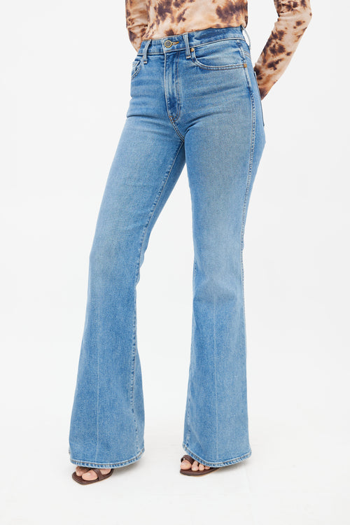 Khaite Blue Medium Wash Reece Flared Denim