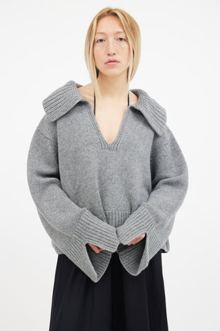 Khaite Grey Cashmere Evi Sweater