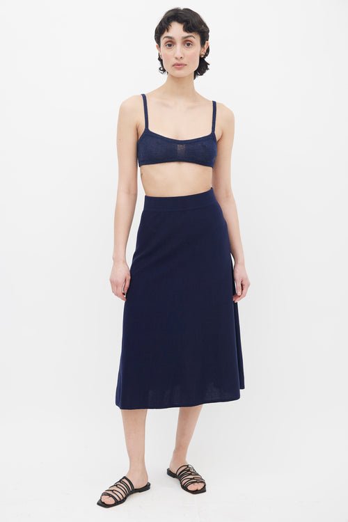 Khaite Navy Vara Cashmere Bralette