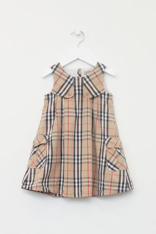 Burberry Kids Beige House Check Pocket Dress