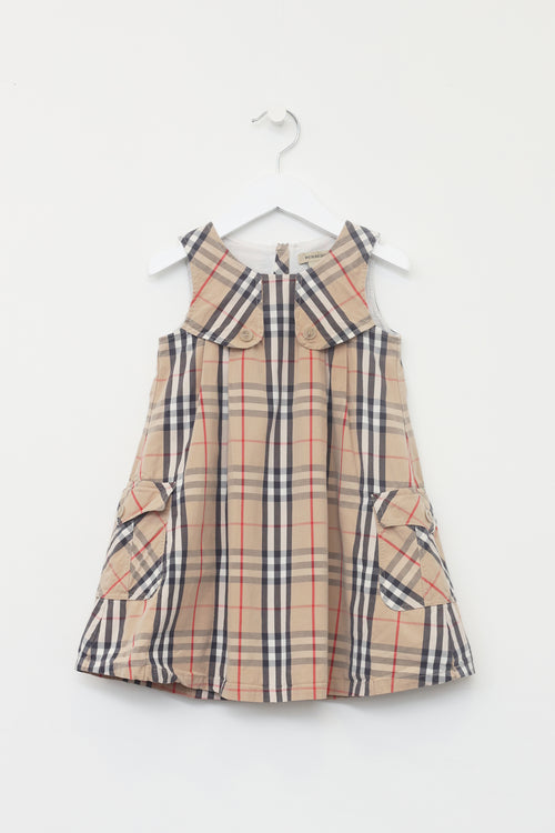 Burberry Kids Beige House Check Pocket Dress