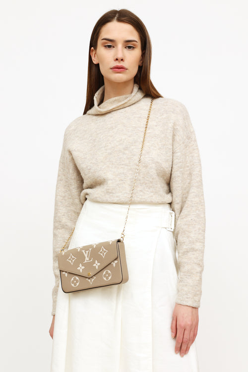 Louis Vuitton Grey 
Cream Felicie Pochette Bag