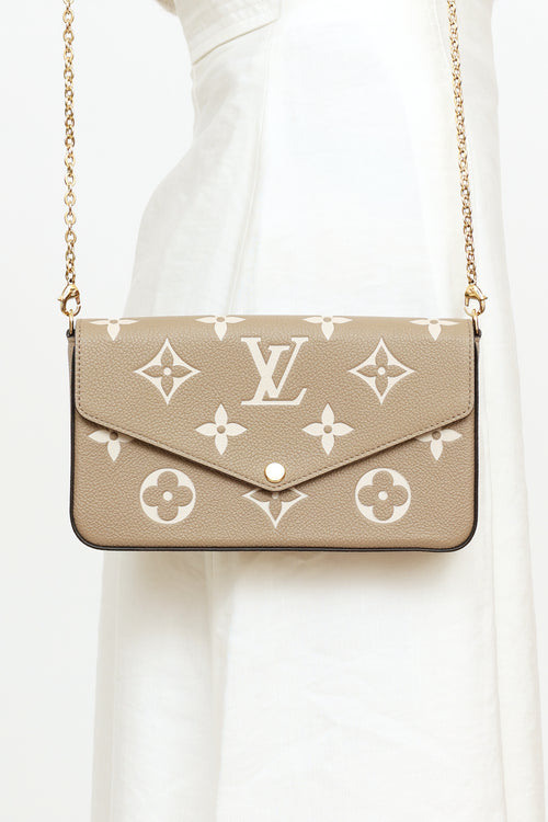 Louis Vuitton Grey 
Cream Felicie Pochette Bag