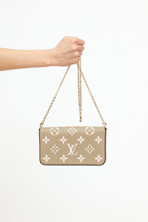 Louis Vuitton Grey 
Cream Felicie Pochette Bag