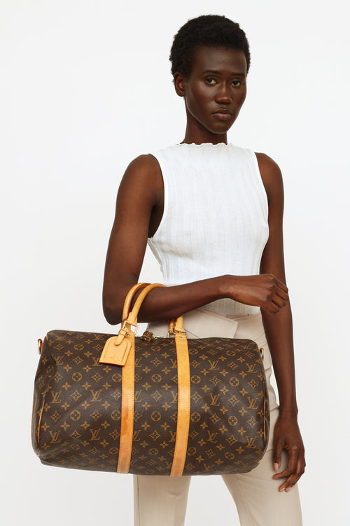 Louis Vuitton Brown Monogram Keepall Bandoulière 45 Bag