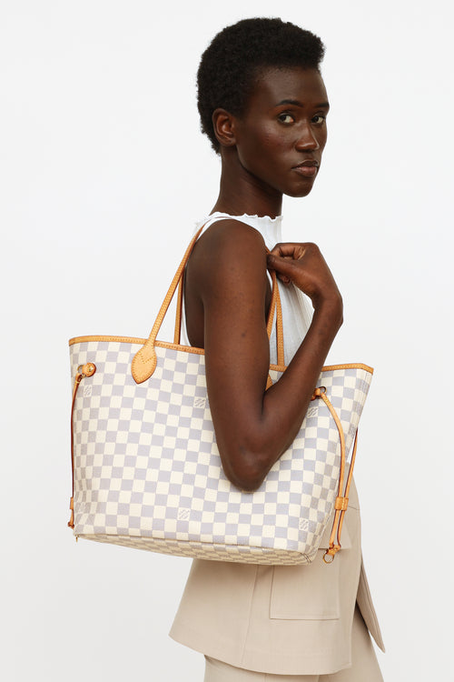 Louis Vuitton Damier Azur Neverfull MM Tote Bag