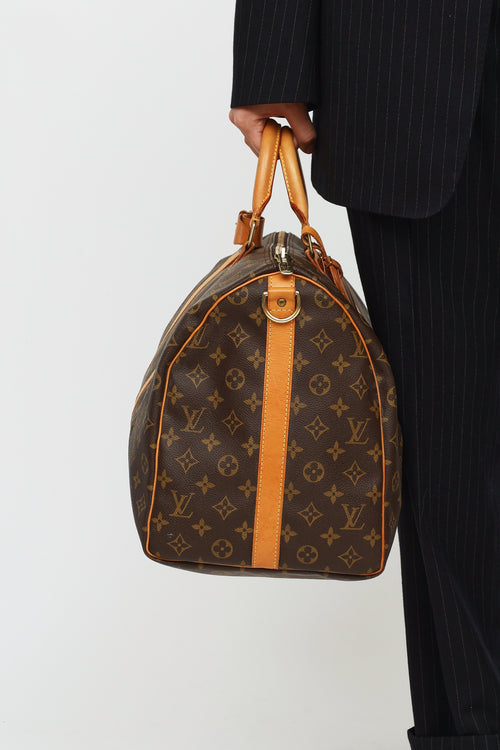 Louis Vuitton 1997 Brown Monogram Keepall Bandouliere 50 Bag