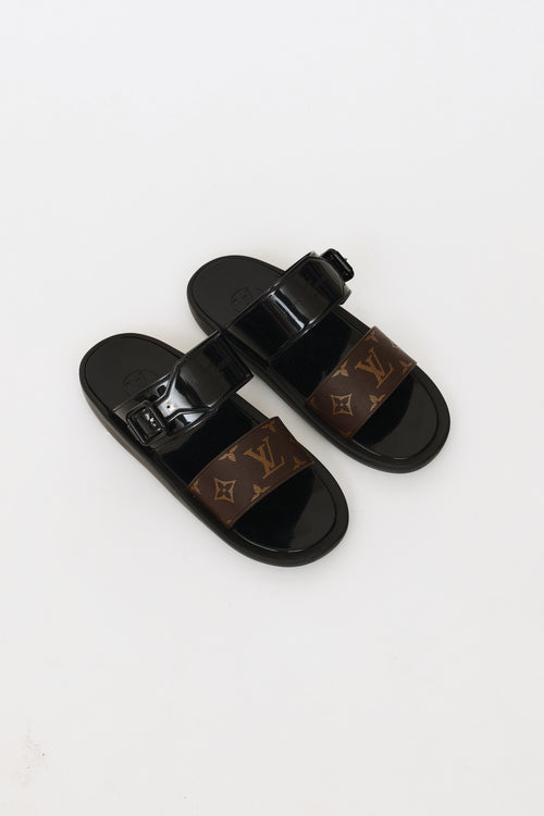 Black 
Brown Monogram Sunbath Flat Mules