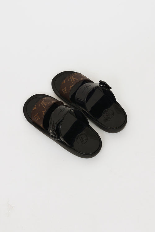 Black 
Brown Monogram Sunbath Flat Mules