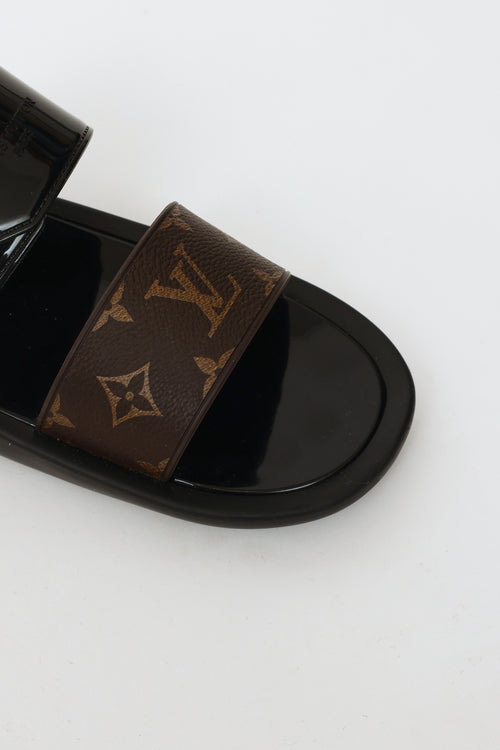 Black 
Brown Monogram Sunbath Flat Mules