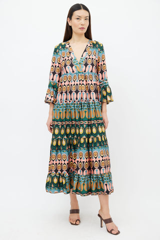 La DoubleJ Multi Jennifer Jane Graphic Print Midi Dress