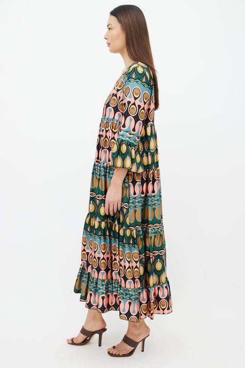 La DoubleJ Multi Jennifer Jane Graphic Print Midi Dress