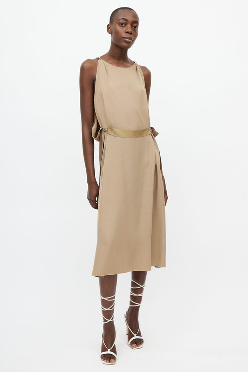 Lanvin 2017 Khaki Sleeveless Hook Dress