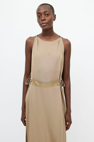 Lanvin 2016 Khaki Sleeveless Hook Dress