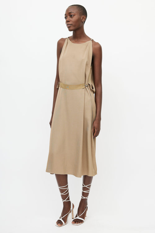 Lanvin 2018 Khaki Sleeveless Hook Dress