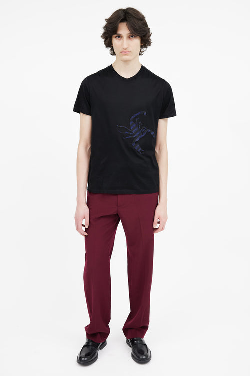 Lanvin Black 
Blue Sequin Patch T-Shirt