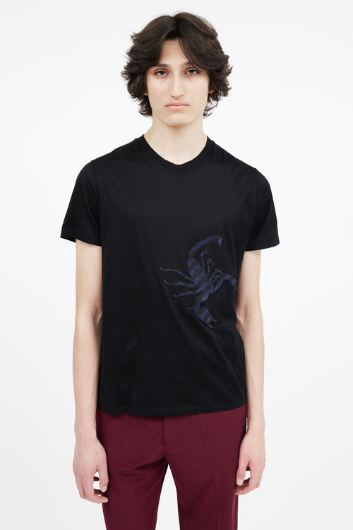 Lanvin Black 
Blue Sequin Patch T-Shirt