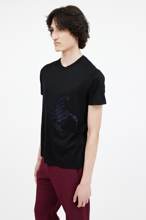 Lanvin Black 
Blue Sequin Patch T-Shirt