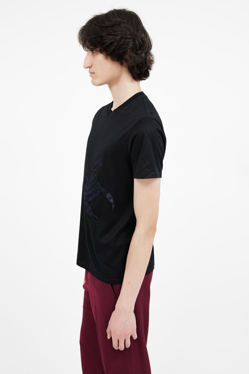 Lanvin Black 
Blue Sequin Patch T-Shirt