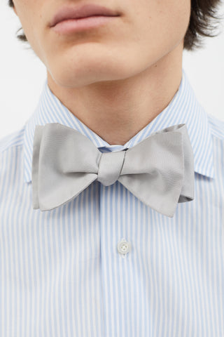 Lanvin Grey Silk Self Bow Knot Tie