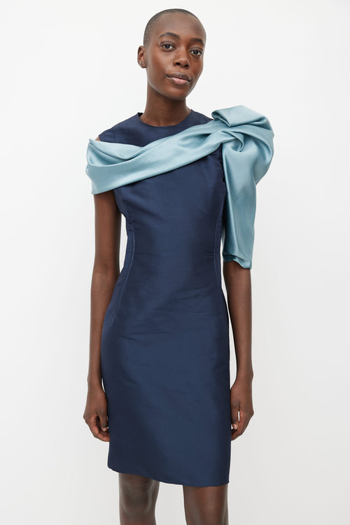 Lanvin Spring 2009 Blue Silk One Shoulder Dress