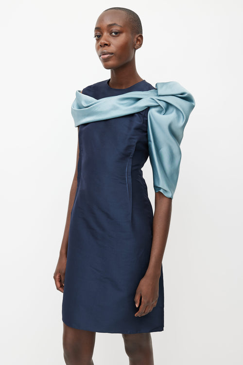 Lanvin Spring 2009 Blue Silk One Shoulder Dress