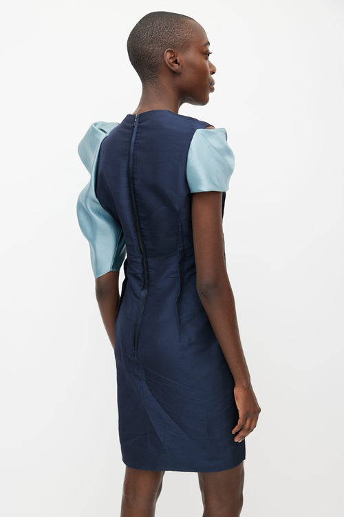 Lanvin Spring 2009 Blue Silk One Shoulder Dress