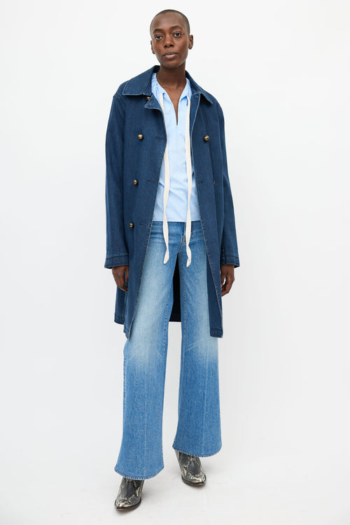 Lanvin x Acne SS 2009 Blue Double Breasted Denim Trench Coat