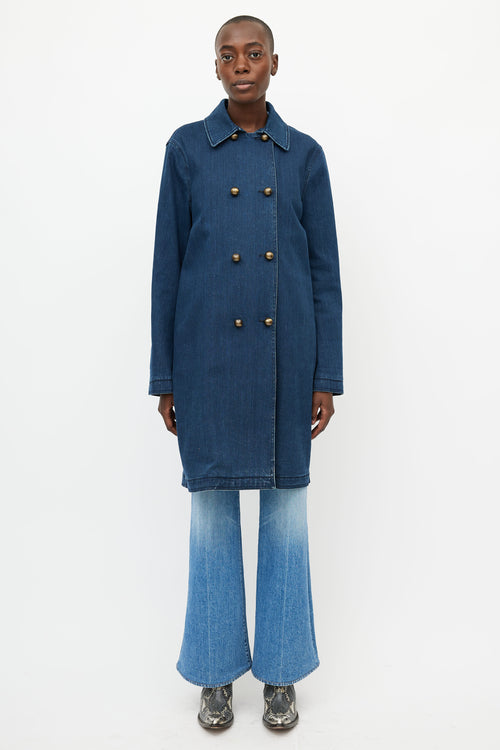 Lanvin x Acne SS 2009 Blue Double Breasted Denim Trench Coat