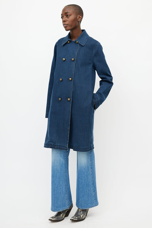 Lanvin x Acne SS 2009 Blue Double Breasted Denim Trench Coat