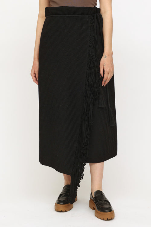  2015 Black Wool Wrap Skirt