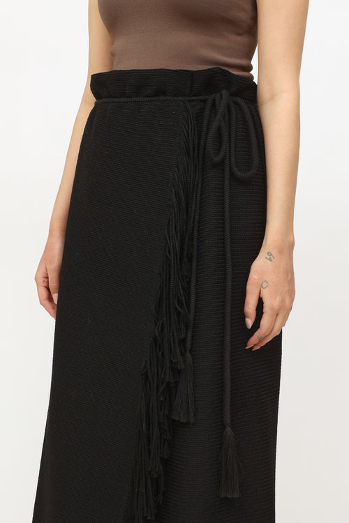  2015 Black Wool Wrap Skirt