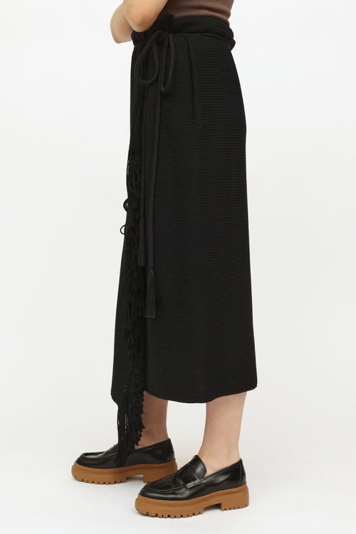  2015 Black Wool Wrap Skirt