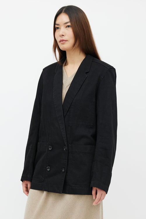 Lemaire Black Cotton Denim Four-Button Blazer