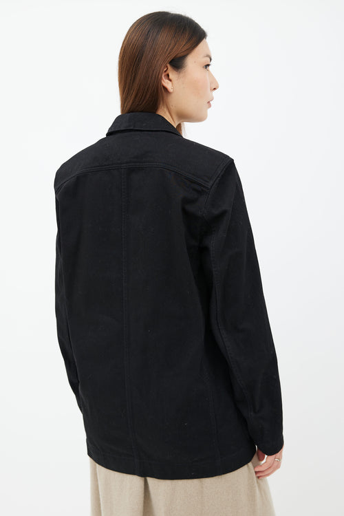 Lemaire Black Cotton Denim Four-Button Blazer