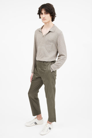 Lemaire Khaki Green Cotton Straight Leg Trouser