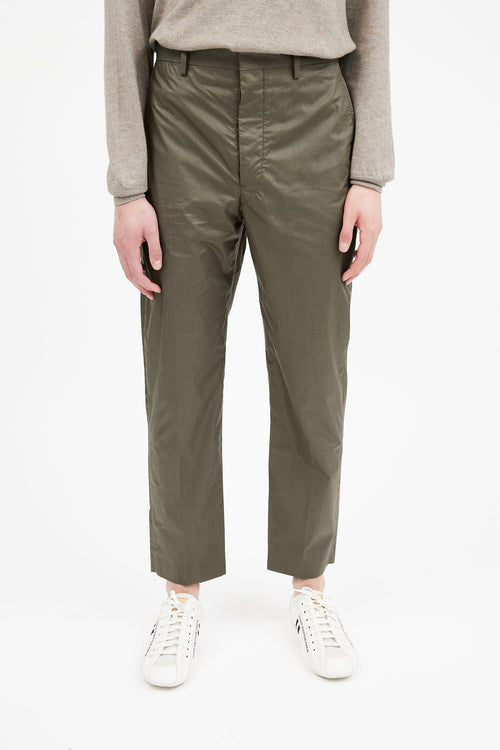 Lemaire Khaki Green Cotton Straight Leg Trouser