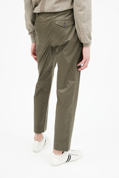 Lemaire Khaki Green Cotton Straight Leg Trouser