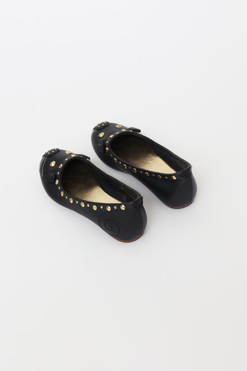 Marc Jacobs Kids Black Animal Ballet Flats