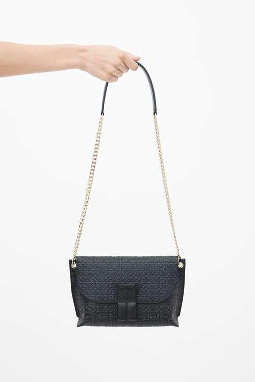 Loewe Black Leather Avenue Anagram Embossed Bag