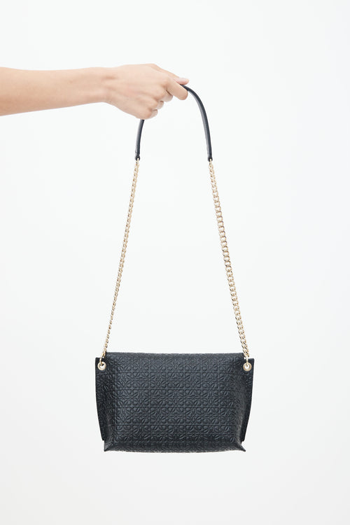 Loewe Black Leather Avenue Anagram Embossed Bag