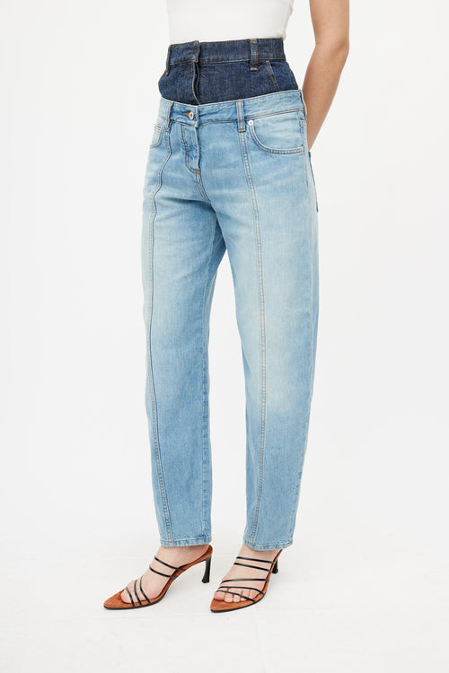 Loewe Blue Two Tone Layered Jeans